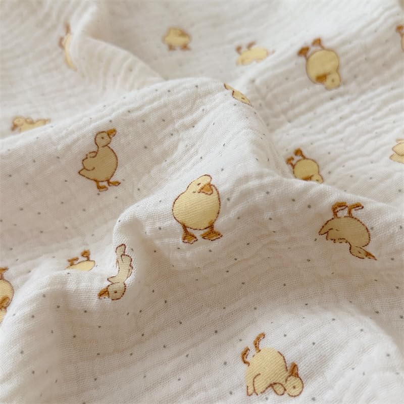 BuLuTu Cute Yellow Duck Print Duvet Cover Twin for Kids Toddler Girls Boys 100% Cotton Muslin Quilt Cover Twin  68""x86""  Ruffled Bedding Soft Breathable  Zipper Closure  No Pillowcase - Image 5